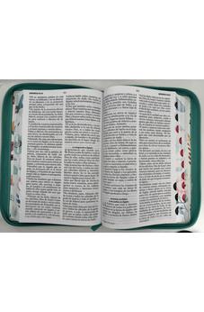 Image of Biblia RVR 1960 Letra GrandeTamaño Manual Jardín Turquesa Cierre Índice Símil Piel
