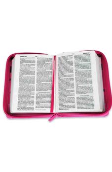 Image of Biblia RVR 1960 Bolsillo Rosa Fucsia Mariquita Símil Piel con Cierre