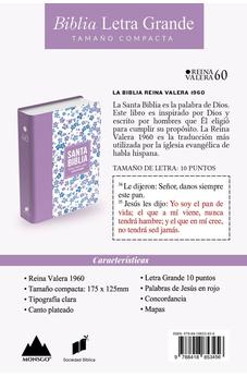 Image of Biblia RVR 1960 Compacta Símil Piel Flores Lila Claro