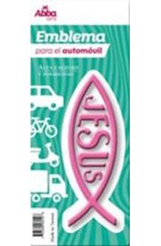 Image of Emblema para Auto 13 cm Icthus con Jesús. Rosa