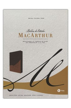 Image of Biblia RVR 1960 de Estudio Macarthur Letra Grande Leathersoft Café con Índice y Cierre