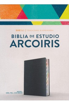 Image of Biblia RVR 1960 de Estudio Arco Iris Multicolor Símil Piel Negro con Índice