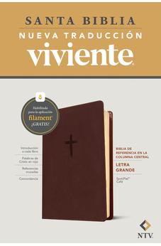 Image of Biblia NTV Referencia Central Letra Grande con Filament Símil Piel Café Letra Roja