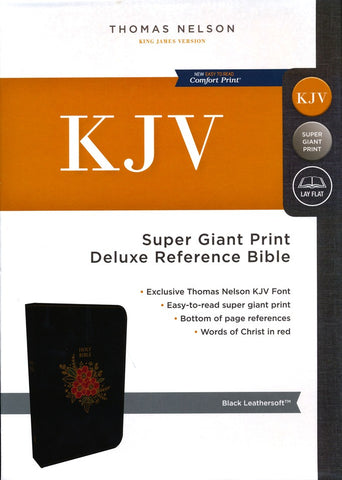 Image of KJV HOLY BIBLE, SUPER GIANT PRINT REFERENCE BIBLE, DELUXE BLACK FLORAL LEATHERSOFT, 43,000 CROSS REFERENCES, RED LETTER, COMFORT PRINT: KING JAMES VERSION
