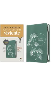 Image of Biblia NTV Referencia Central Letra Grande con Filament Símil Piel Cierre Verde Letra Roja