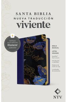 Image of Biblia NTV Letra Grande Tamaño Manual con Filament Símil Piel Azul Oscuro Letra Roja