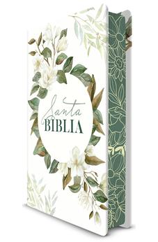 Image of Biblia RVR 1960 Letra Grande Tamaño Manual Flores Blancas Tapa Dura