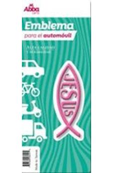 Image of Emblema para Auto 8 cm Icthus con Jesús. Rosa