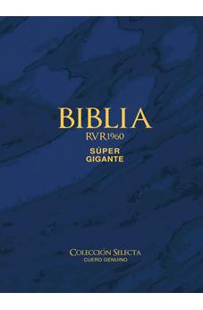 Image of Biblia RVR 1960 Letra Súper Gigante Cuero Genuino Azul con Índice