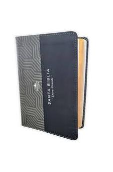 Image of Biblia RVR 1960 Letra Grande Tamaño Manual Bicolor Negro Gris Símil Piel