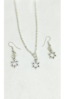 Image of Collar con Aretes Plateados y de Madera