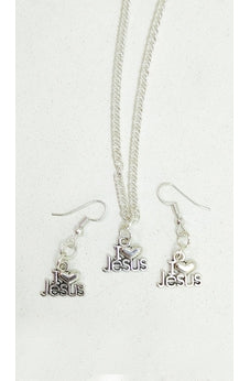 Image of Collar con Aretes Plateados y de Madera