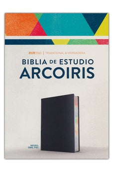 Image of Biblia RVR 1960 de Estudio Arco Iris Negro Símil Piel