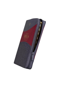 Image of Biblia RVR 1960 Letra Grande Tamaño Manual Símil Piel Duotono Lila Morado con Índice y Cierre