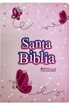 Image of Biblia RVR 1960 Compacta Símil Piel Juvenil Mariposa Rosada