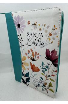 Image of Biblia RVR 1960 Letra Grande ManuaL 12 Puntos Cierre Jardin Turquesa Índice Canto Floral