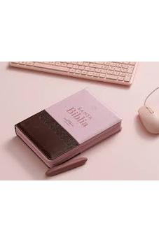 Image of Biblia RVR 1960 Letra Super Gigante Simil Piel Rosa Con Cierre y Indice