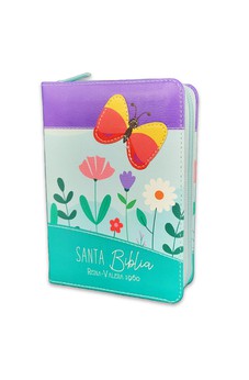 Biblia RVR 1960 Bolsillo Lila Azul Turquesa Símil Piel con Cierre