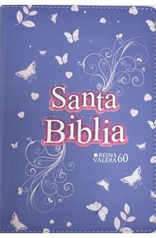 Image of Biblia RVR 1960 Compacta Símil Piel Juvenil Mariposa Lila