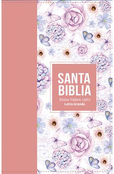 Biblia RVR 1960 Letra Grande Tamaño Manual Símil Piel Rosa Claro