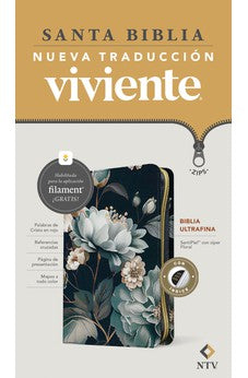 Image of Biblia NTV Ultrafina con Filament Floral Símil Piel con Índice con Cierre