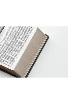 Image of Biblia RVR 1960 Letra Grande Tamaño Manual Bicolor Negro Gris Símil Piel