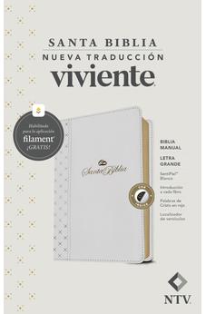 Biblia NTV Manual Letra Grande con Filament Símil Piel Blanco Índice Letra Roja