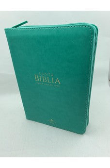 Image of Biblia RVR 1960 Compacta Letra Grande Turquesa Símil Piel con Cierre