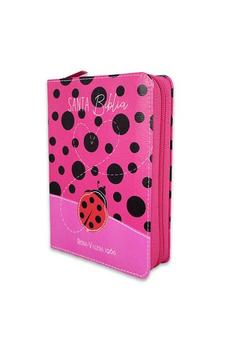 Biblia RVR 1960 Bolsillo Rosa Fucsia Mariquita Símil Piel con Cierre