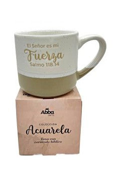 Taza 12 OZ Colección Acuarela El Señor es mi Fuerza