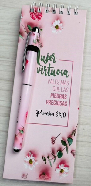Block de Notas con Bolígrafo.  Mujer Virtuosa