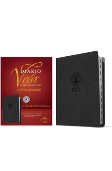 Biblia RVR 1960 de Estudio del Diario Vivir Letra Grande Símil Piel Carbón Índice Letra Roja