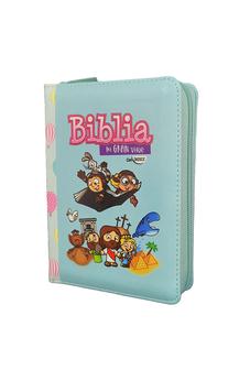 Image of Biblia RVR 1960 para Niños mi Gran Viaje Turquesa Símil Piel con Índice y Cierre
