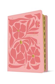 Image of Biblia NTV Ultrafina  Letra Grande con Filament Símil Piel Flores Rosa Índice Letra Roja