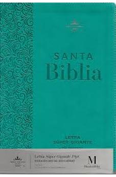 Image of Biblia RVR 1960 Letra Súper Gigante Turquesa Colección Éfeso con índice Floral Símil Piel