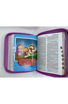 Image of Biblia RVR 1960 para Niños Mi Gran Viaje Lila Símil Piel con Índice con Cierre