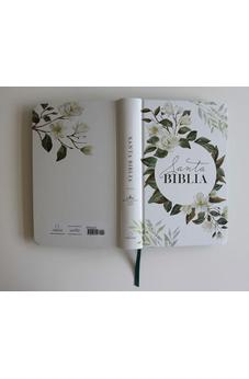 Image of Biblia RVR 1960 Letra Grande Tamaño Manual Flores Blancas Tapa Dura