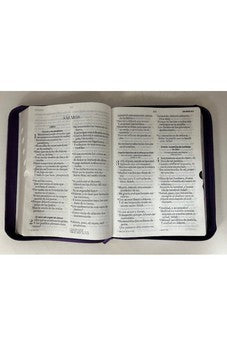 Image of Biblia RVR 1960 Letra Súper Gigante Tricolor Lila Morado Negro Símil Piel con Índice con Cierre