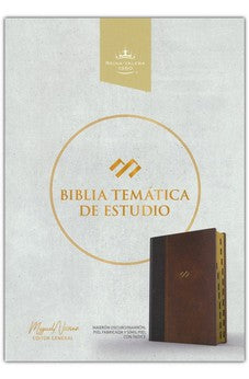 Image of Biblia RVR 1960 de Estudio Temática Miguel Nuñez Piel Marrón Oscuro Marrón con Índice