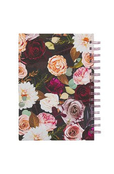 Image of Diario Espiral Negro Floral Fuerte y Valiente Jos 1:9