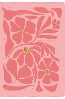 Image of Biblia NTV Ultrafina  Letra Grande con Filament Símil Piel Flores Rosa Índice Letra Roja