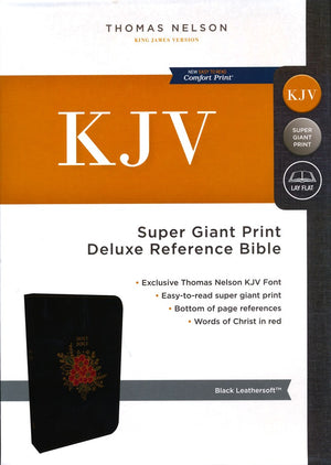 KJV HOLY BIBLE, SUPER GIANT PRINT REFERENCE BIBLE, DELUXE BLACK FLORAL LEATHERSOFT, 43,000 CROSS REFERENCES, RED LETTER, COMFORT PRINT: KING JAMES VERSION