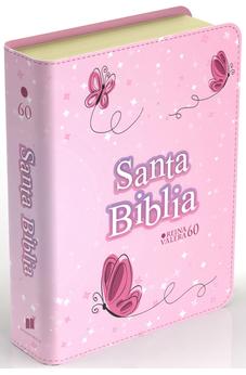 Image of Biblia RVR 1960 Compacta Símil Piel Juvenil Mariposa Rosada