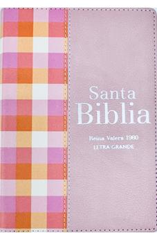 Image of Biblia RVR 1960 Compacta Símil Piel Cuadros Rosa