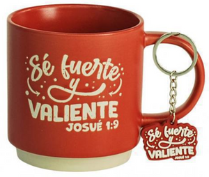 Pack Taza 14 Oz + Llavero de Caucho. Sé Fuerte y Valiente