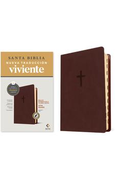 Biblia NTV Referencia Central Letra Grande con Filament Símil Piel Café Índice, Letra Roja