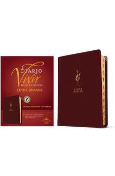 Biblia RVR 1960 de Estudio del Diario Vivir Letra Grande Símil Piel Vino Tinto Índice Letra Roja
