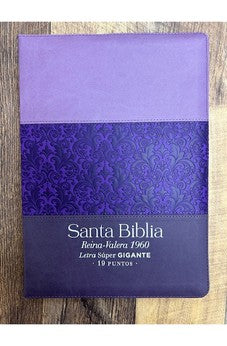 Image of Biblia RVR 1960 Letra Súper Gigante Tricolor Lila Morado Negro Símil Piel con Índice con Cierre