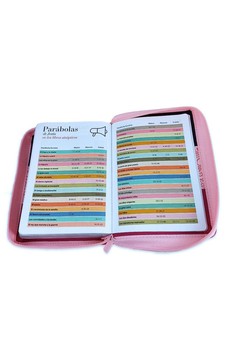 Image of Biblia RVR 1960 Letra Grande Compacta 11 puntos Tricolor Negro Rosa Fucsia Símil Piel con Índice con Cierre