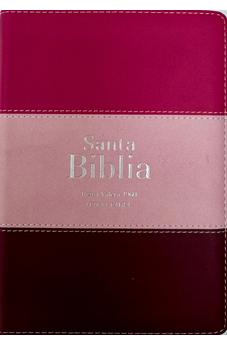 Biblia RVR 1960 Compacta Letra Grande 11 puntos Símil Piel Fucsia Rosado Rojo Granate con Cierre y Índice